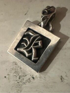 CHROME HEARTS Authentic “Framed Alphabet K Pendant Charm” .925 silver